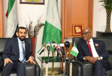 UAE Ambassador to Nigeria, Mr Salem Al-Shamsi and Minister of the Federal Capital Territory, Mr Nyesom Wike during a visit to the minister in Abuja on Monday