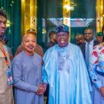 President Bola Tinubu, Comrade Joe Ajaero, President of the Nigeria Labour Congress (NLC), and Comrade Festus Osifo, his Trade Union Congress (TUC) counterpart, Hon. Nkeiruka Onyejeocha, Minister of State for Labour, after the meeting at the State House on Thursday.