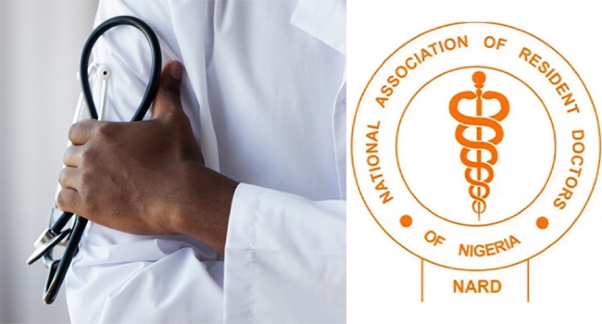 COMBO: A photo illustration of a doctor and the NARD logo
