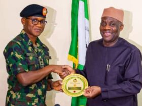 Director-General of NYSC, Brig.-Gen. Olakunle Nafiu.and Minister of Education, Tunji Alausa
